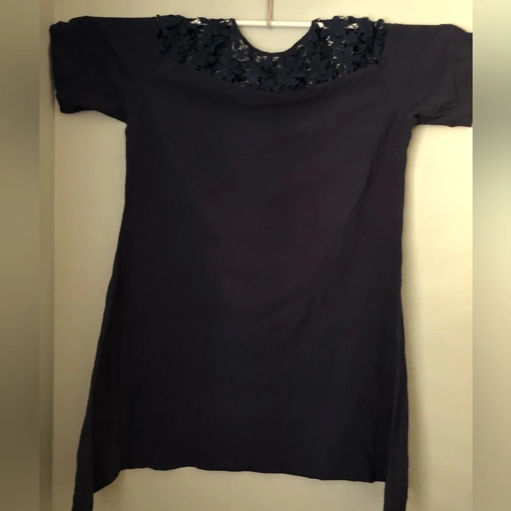 unbranded dark blue flower lace a-line dress labeled 4X see measurements